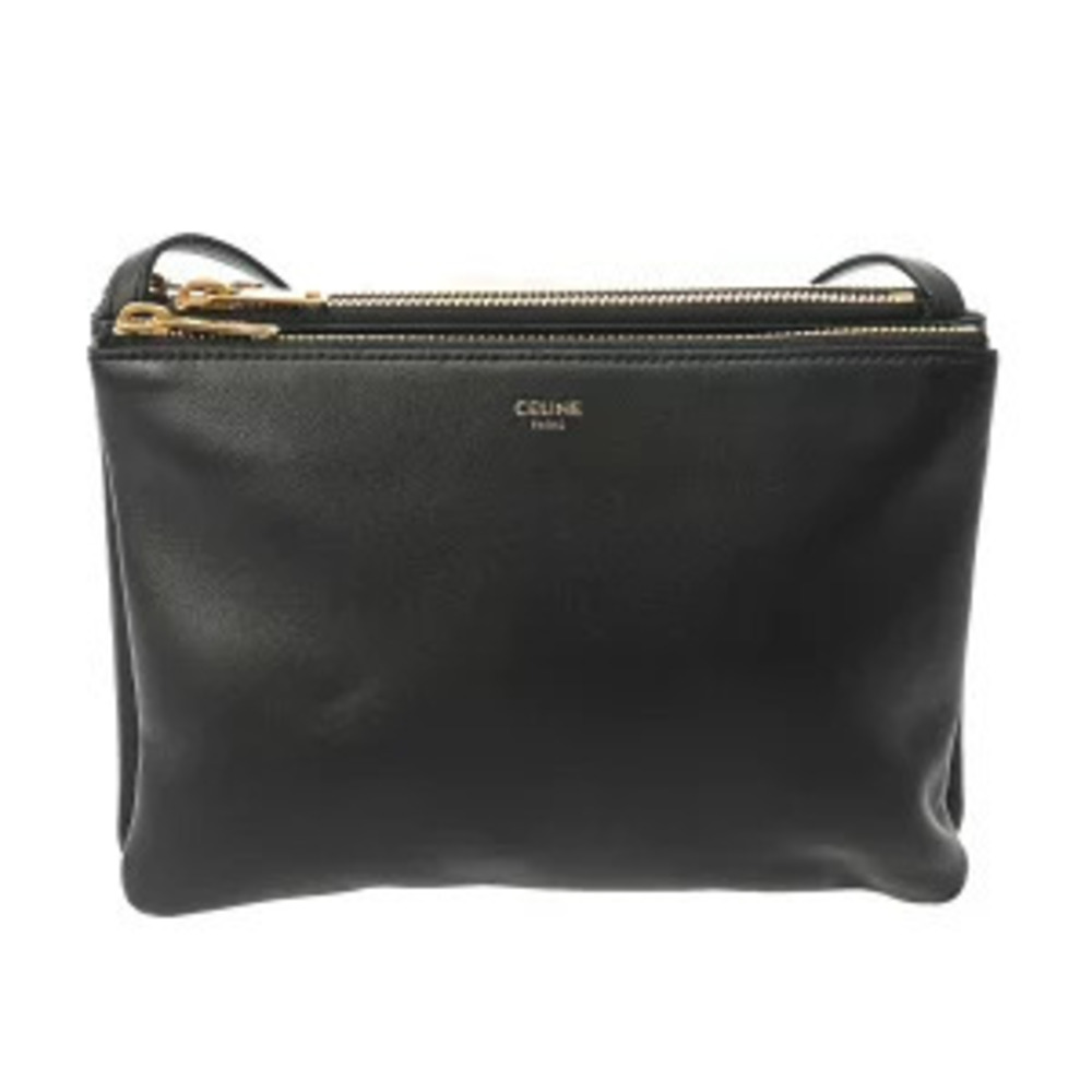 Celine Trio Black Leather Shoulder Bag handbag